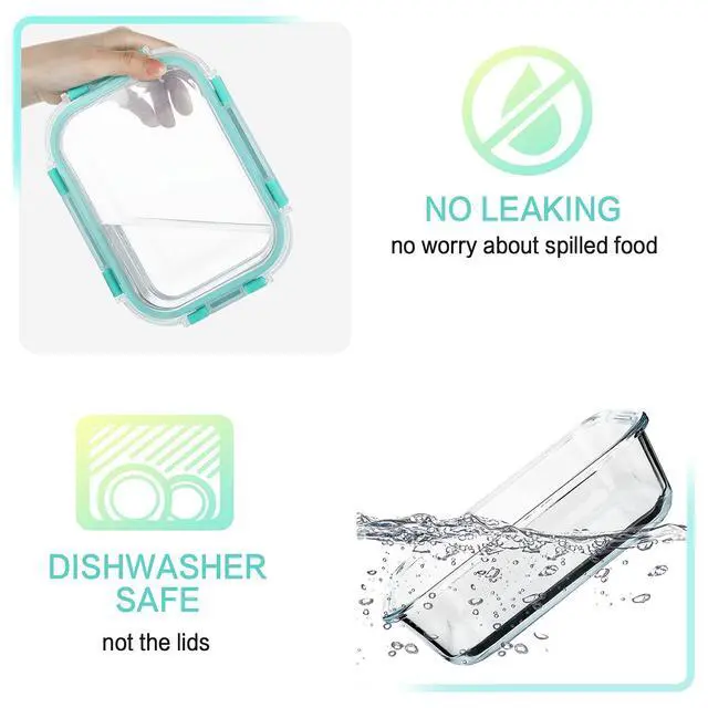 Alt view image 4 of 6 - M MCIRCO 10 Pack,22 oz Glass Food Storage Containers with lids, Green | Glass Meal Prep Containers,Airtight Lunch Containers with Lids, Microwave, Oven, Freezer and Dishwasher Friendly, BPA Free