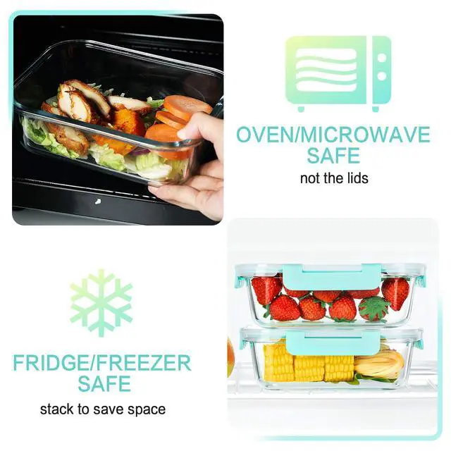 Alt view image 5 of 6 - M MCIRCO 10 Pack,22 oz Glass Food Storage Containers with lids, Green | Glass Meal Prep Containers,Airtight Lunch Containers with Lids, Microwave, Oven, Freezer and Dishwasher Friendly, BPA Free