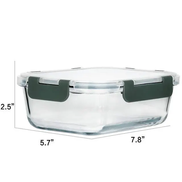 Alt view image 2 of 7 - M MCIRCO 8 Pack,30 oz Glass Food Storage Containers with Lids, Gray | Glass Meal Prep Containers,Airtight Lunch Containers with Lids, Microwave, Oven, Freezer and Dishwasher Friendly, BPA Free