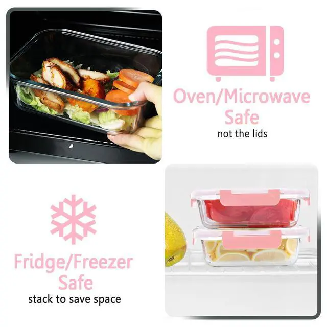 Alt view image 4 of 6 - M MCIRCO 10 Pack Glass Food Storage Containers with Lids, Pink | Glass Meal Prep Containers,Airtight Lunch Containers with Lids, Microwave, Oven, Freezer and Dishwasher Friendly, BPA Free