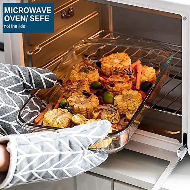 Alt view image 5 of 7 - MCIRCO 8 Pcs Glass Baking Dish Set with Lids, 9 Pcs Stainless Steel Baking Sheet Tray Cooling Rack with Silicone Baking Mat Set, For Cooking, Baking