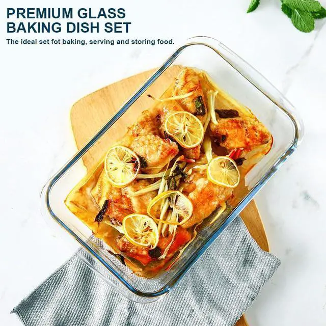 Alt view image 7 of 7 - M MCIRCO 8 Piece Deep Glass Baking Dish with Lids, BPA free, Red | Rectangular Glass Bakeware Set, Baking Pans for Lasagna, Casserole Dishes, Microwave, Oven, Freezer, Dishwasher