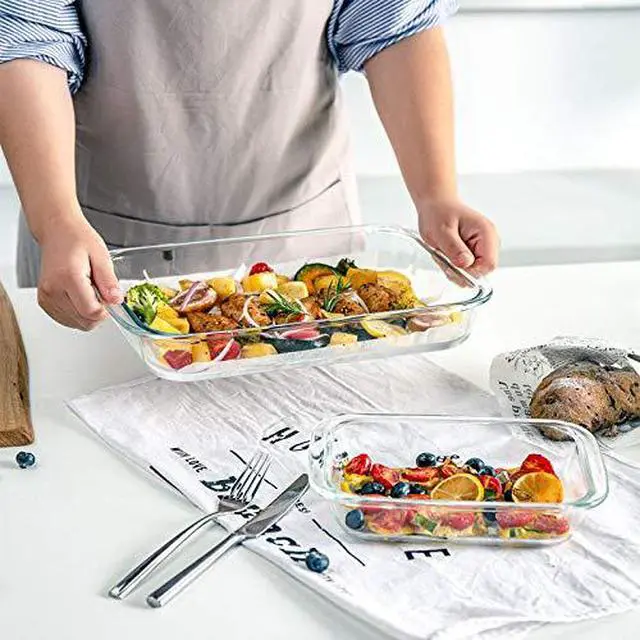 Alt view image 6 of 7 - M MCIRCO 8 Piece Deep Glass Baking Dish with Lids, BPA free, Red | Rectangular Glass Bakeware Set, Baking Pans for Lasagna, Casserole Dishes, Microwave, Oven, Freezer, Dishwasher