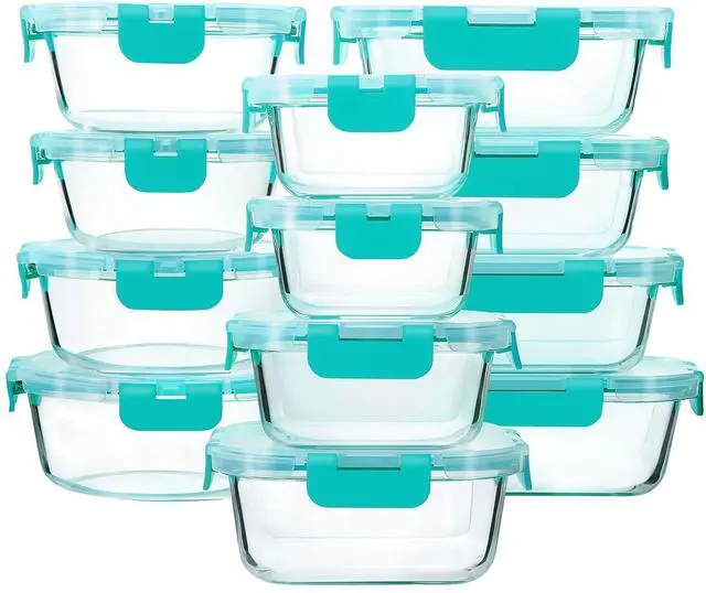 Main image of M MCIRCO 24-Piece Glass Food Storage Containers with Locking Lids,Glass Meal Prep Containers Set - Airtight Lunch Containers, Microwave, Oven, Freezer and Dishwasher,Green