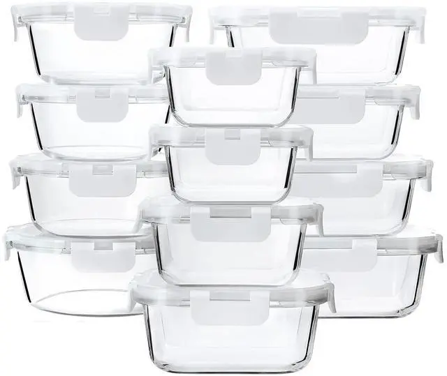 Main image of M MCIRCO 24-Piece Glass Food Storage Containers with Upgraded Snap Locking Lids,Glass Meal Prep Containers Set - Airtight Lunch Containers, Microwave, Oven, Freezer and Dishwasher,White