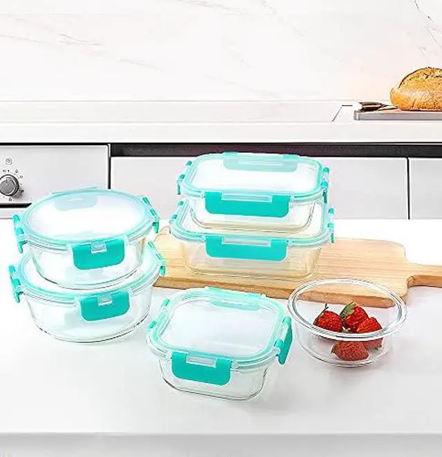 Alt view image 7 of 7 - M MCIRCO 24-Piece Glass Food Storage Containers with Locking Lids,Glass Meal Prep Containers Set - Airtight Lunch Containers, Microwave, Oven, Freezer and Dishwasher,Green