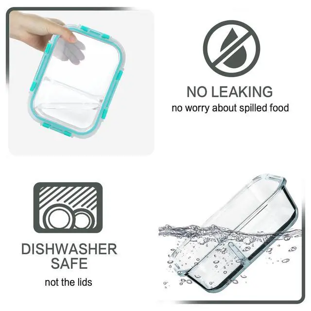 Alt view image 3 of 6 - M MCIRCO 10 Pack,30 oz, 2 Compartments Glass Meal Prep Containers with Lids | Divided Glass Food Storage Containers, Portion Control Lunch Containers, Microwave, Oven, Freezer, Dishwasher, Green