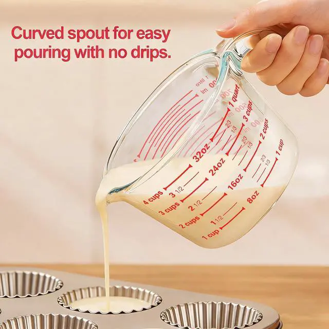 Alt view image 6 of 7 - M MCIRCO 6 Pcs Glass Measuring Cups with Lids Set, 1-Cup, 2-Cup, 4-Cup Measuring Jugs with Handle, Nesting Liquid Measuring Cups for Kitchen (Pack of 2)