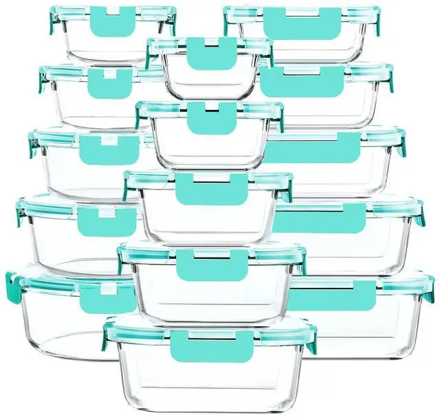 Main image of M MCIRCO 30 Piece Extra Large Glass Food Storage Containers with Lids,Green | Glass Meal Prep Containers,Airtight Lunch Containers with Lids, Microwave, Oven, Freezer and Dishwasher Friendly, BPA Free