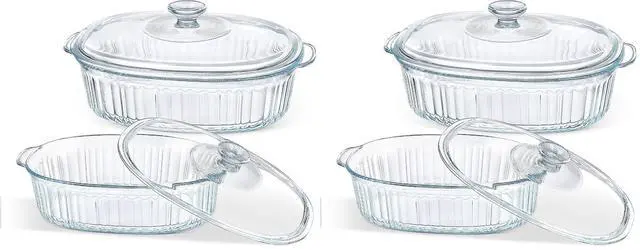 Main image of M MCIRCO 4-Piece Glass Casserole Baking Dish, Set of 2 Casseroles With Glass Lids, 1.9 Qt and 3 Qt (Pack of 2)