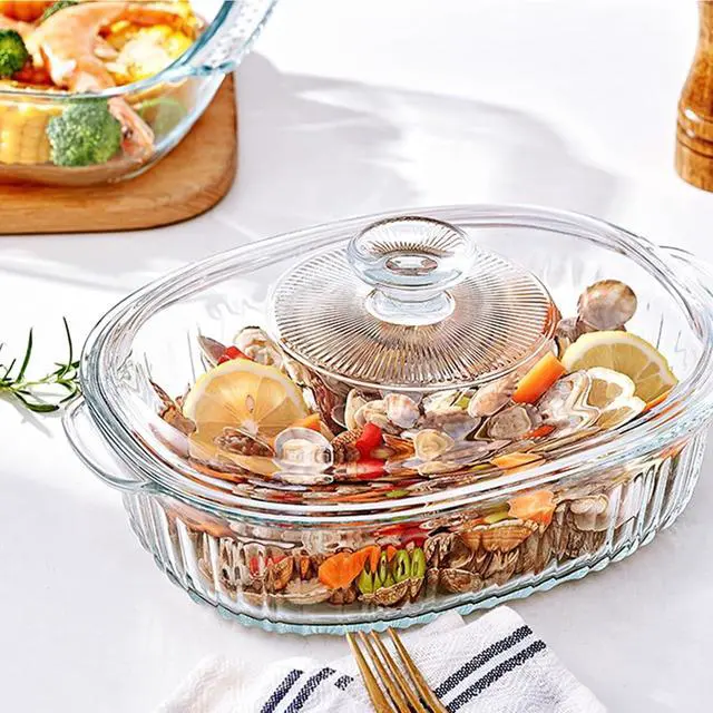 Alt view image 5 of 7 - M MCIRCO 4-Piece Glass Casserole Baking Dish, Set of 2 Casseroles With Glass Lids, 1.9 Qt and 3 Qt (Pack of 2)