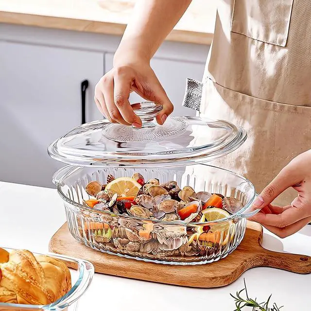 Alt view image 6 of 7 - M MCIRCO 4-Piece Glass Casserole Baking Dish, Set of 2 Casseroles With Glass Lids, 1.9 Qt and 3 Qt (Pack of 2)