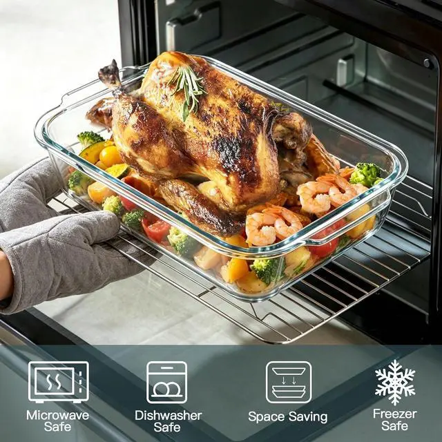 Alt view image 4 of 7 - M MCIRCO 6 Piece Extra Deep Glass Baking Dish with Lids, BPA free | Rectangular Glass Bakeware Set, Baking Pans for Lasagna, Casserole Dishes, Microwave, Oven, Freezer, Dishwasher