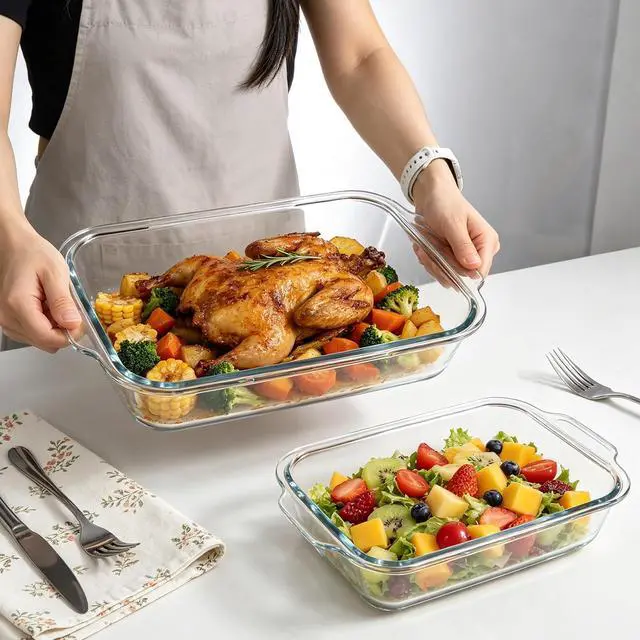Alt view image 7 of 7 - M MCIRCO 6 Piece Extra Deep Glass Baking Dish with Lids, BPA free | Rectangular Glass Bakeware Set, Baking Pans for Lasagna, Casserole Dishes, Microwave, Oven, Freezer, Dishwasher