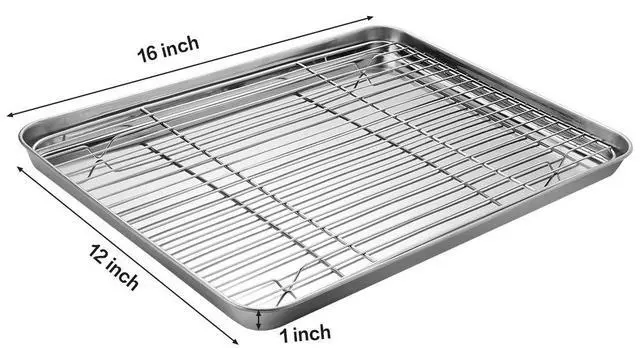 Alt view image 2 of 7 - 6 Pcs Stainless Steel Baking Sheet Tray Cooling Rack with Silicone Baking Mat Set, and 6 Pcs Glass Measuring Cups with Lids Set, for baking, Kitchen