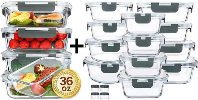 Main image of MCIRCO 36oz Glass Meal Prep Containers set of 5 and Glass Food Storage Containers Set
