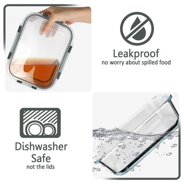 Alt view image 5 of 7 - MCIRCO 36oz Glass Meal Prep Containers set of 5 and Glass Food Storage Containers Set
