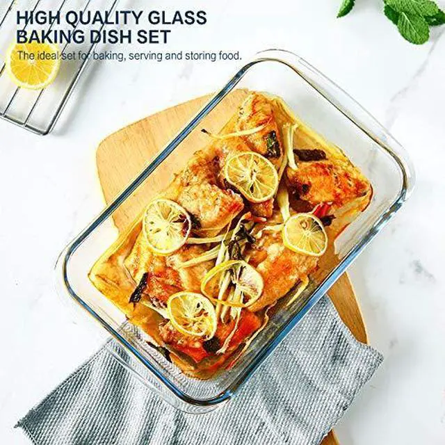 Alt view image 6 of 7 - 8-Piece Deep Glass Baking Dish Set with Lids and 6 Pcs Glass Measuring Cups with Lids Set, for Cooking, Kitchen