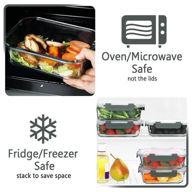 Alt view image 5 of 7 - MCIRCO 36oz Single Compartment Glass Meal Prep Containers set of 5 and 36oz 2 Compartments Portion Control Glass Meal Prep Containers set of 5