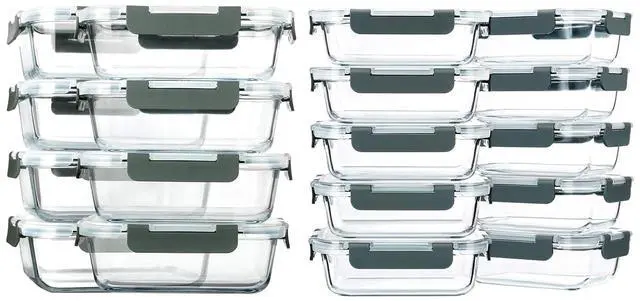 Main image of M MCIRCO 30oz Glass Meal Prep Containers set of 8 and 22oz Glass Meal Prep Containers set of 10