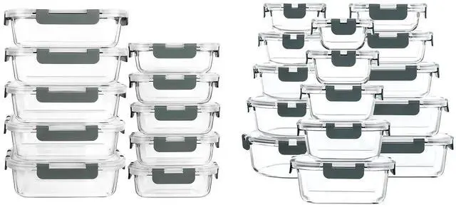 Main image of M MCIRCO [10-Pack Glass Meal Prep Containers with Snap Locking Lids, 30-Piece Glass Food Storage Containers with Lids