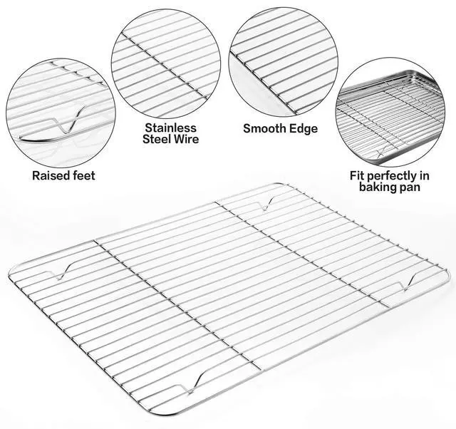 Alt view image 4 of 7 - 6 Pcs Stainless Steel Baking Sheet Tray Cooling Rack with Silicone Baking Mat Set, and 6 Pcs Glass Measuring Cups with Lids Set, for baking, Kitchen