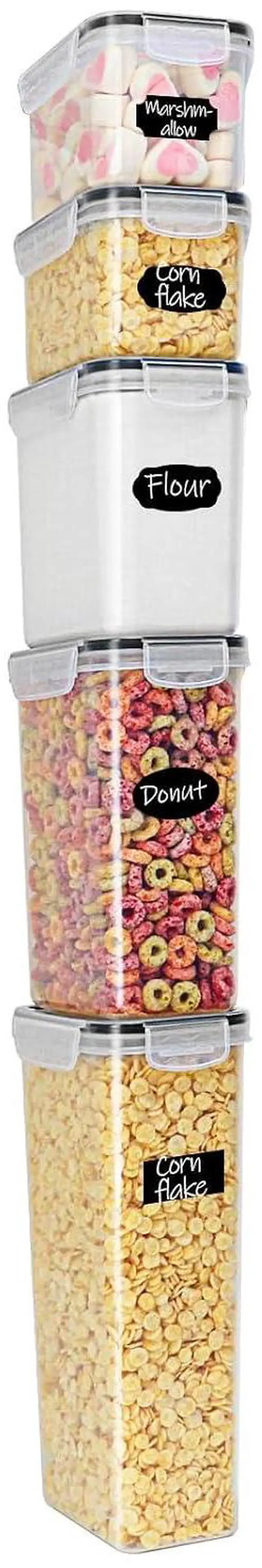 Main image of M MCIRCO Airtight Food Storage Containers 5-Piece Set, Kitchen & Pantry Organization, BPA Free Plastic Storage Containers with Lids, for Cereal, Flour, Sugar, Baking Supplies
