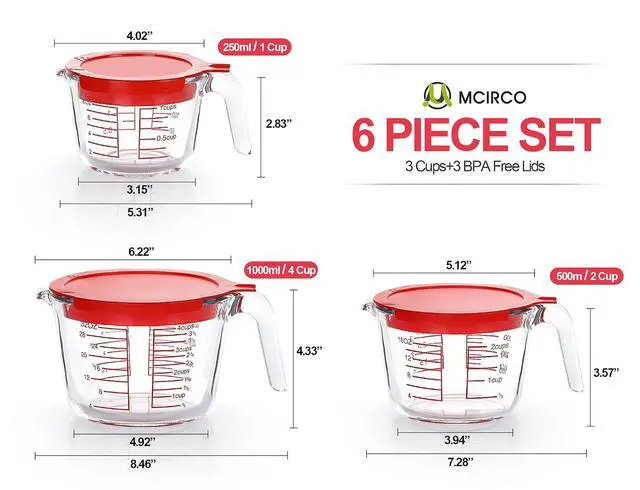 Alt view image 3 of 7 - 8-Piece Deep Glass Baking Dish Set with Lids and 6 Pcs Glass Measuring Cups with Lids Set, for Cooking, Kitchen