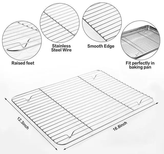 Alt view image 4 of 7 - 6 Pcs Stainless Steel Baking Sheet Tray Cooling Rack with Silicone Baking Mat Set, and 6 Pcs Glass Measuring Cups with Lids Set, for baking, Kitchen