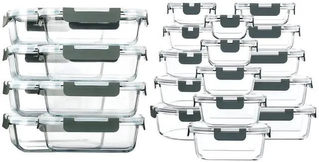 Main image of MCIRCO 30oz Glass Meal Prep Containers set of 8 and 30Pcs Glass Food Storage Containers Set