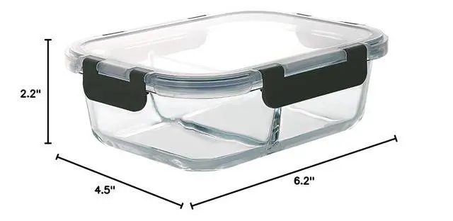 Alt view image 2 of 2 - M MCIRCO 1 Pack, 22 Oz Glass Meal Prep Containers 2 Compartments, Airtight Glass Lunch Bento Boxes with Lids, Glass Food Storage Containers, BPA-Free (Gray)