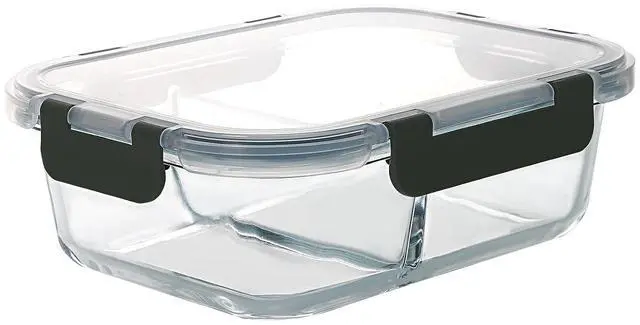 Main image of M MCIRCO 1 Pack, 22 Oz Glass Meal Prep Containers 2 Compartments, Airtight Glass Lunch Bento Boxes with Lids, Glass Food Storage Containers, BPA-Free (Gray)