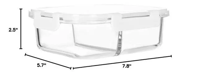 Alt view image 2 of 2 - M MCIRCO 1 Pack, 29 Oz Glass Meal Prep Containers 2 Compartments, Airtight Glass Lunch Bento Boxes with Lids, Glass Food Storage Containers, BPA-Free (White)