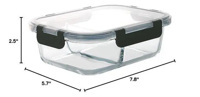 Alt view image 2 of 2 - M MCIRCO 1 Pack, 30 Oz Glass Meal Prep Containers 2 Compartments, Airtight Glass Lunch Bento Boxes with Lids, Glass Food Storage Containers (Gray)