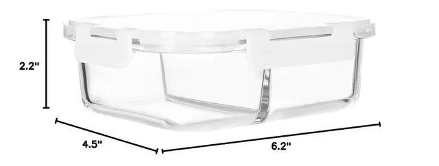 Alt view image 2 of 2 - M MCIRCO 1 Pack, 22 Oz Glass Meal Prep Containers 2 Compartments, Airtight Glass Lunch Bento Boxes with Lids, Glass Food Storage Containers, BPA-Free (White)