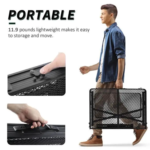Alt view image 5 of 7 - WildFinder Folding Table with 2 Wing Panels, 3x2 FT Foldable Camping Table | Height Adjustable Folding Grill Table with Mesh Desktop & Mesh Bag, Portable Outdoor Table for Picnic,Camping,BBQ,Beach