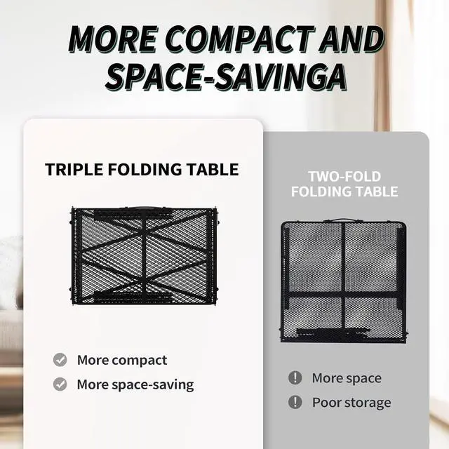 Alt view image 7 of 7 - WildFinder Folding Grill Table, 4x2 FT Height Adjustable Camping Table | Folding Camping table with Mesh Desktop, Waterproof & Fireproof Metal table Outdoor for Picnic,Camping,BBQ,Beach(Black)