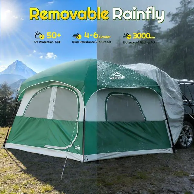 Alt view image 6 of 7 - WildFinder SUV Tent, Car Tents for Camping, Universal SUV Tailgate Tent | 10x9ft Large, PU3000 Waterproof, Camping Tent Universal Compatible with SUV, CUV, Easy Setup Standalone Shelter for Outdoor