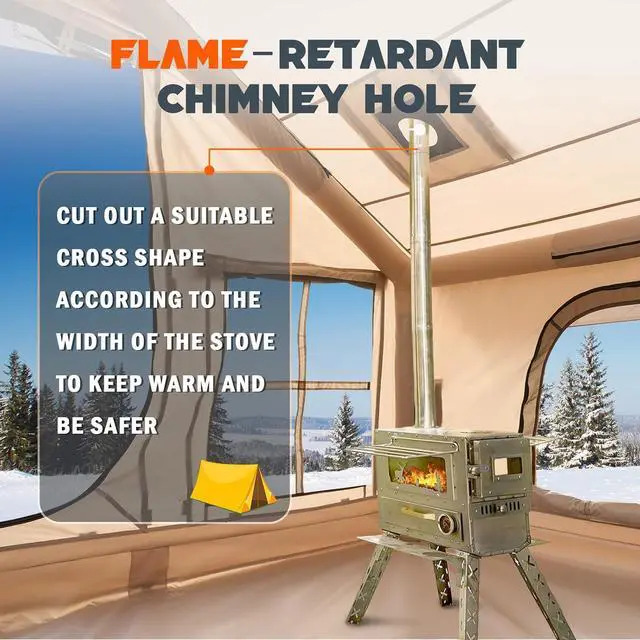 Alt view image 7 of 7 - Inflatable Tent with Skylight & Stove Jack,Blow Up Tents, Hot Tent | Quick Setup, Waterproof Oxford Inflatable House for Camping, Family Air Glamping Tent with Pump for Adult