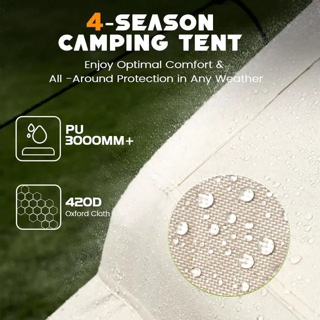 Alt view image 6 of 7 - Inflatable Tent with Skylight & Stove Jack,Blow Up Tents, Hot Tent | Quick Setup, Waterproof Oxford Inflatable House for Camping, Family Air Glamping Tent with Pump for Adult