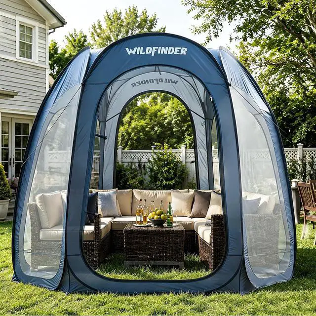 Main image of WildFinder 10x10 Pop Up Screen House Tent, Screened Canopy with Mesh Walls | Fits 4-6 Person,Portable Waterproof Instant Gazebo, Backyard Shade Mosquito Tent for Patio, Backyard, Deck and Camping