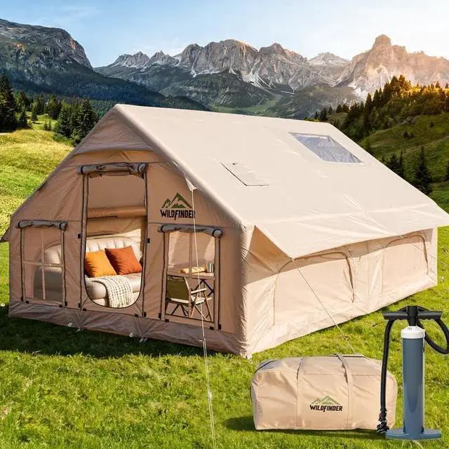Main image of WildFinder Inflatable Tent with Skylight & Stove Jack, Blow Up Tents | Inflatable Tents for Camping, Hot Tent with Stove Jack, Waterproof Air Tent with Pump, Glamping Tent