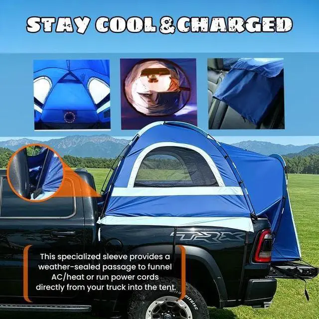 Alt view image 5 of 7 - WildFinder Truck Bed Tent, Pickup Truck Tents for Camping 5.5-6.0 Ft Bed | Waterproof PU3000mm Tent for Truck Bed, Heavy Duty Oxford Fabric Sleeping Truck Tent for Car Camping, Overlanding, Blue