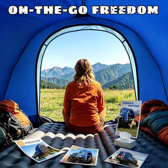 Alt view image 7 of 7 - WildFinder Truck Bed Tent, Pickup Truck Tents for Camping 5.5-6.0 Ft Bed | Waterproof PU3000mm Tent for Truck Bed, Heavy Duty Oxford Fabric Sleeping Truck Tent for Car Camping, Overlanding, Blue