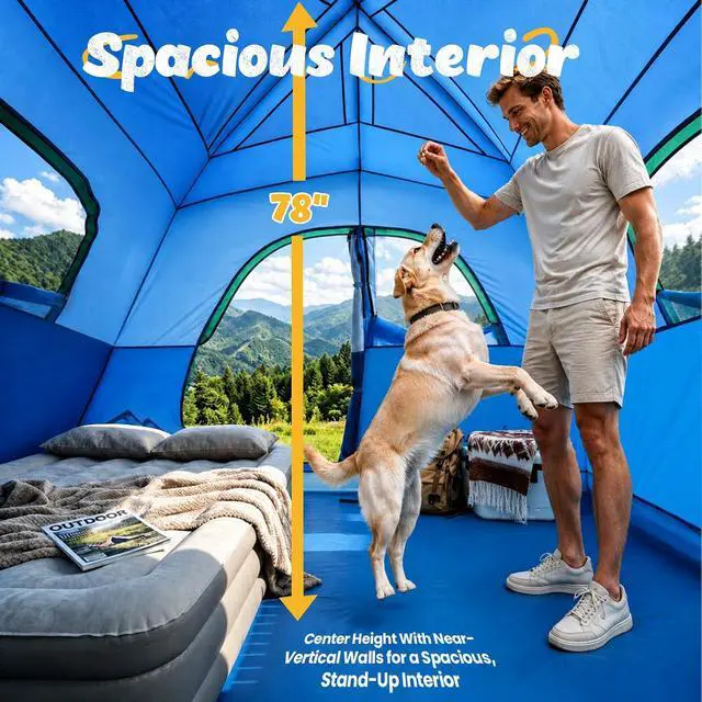 Alt view image 2 of 7 - WildFinder Camping Tent 6 Person, Family Tent with Rainfly | Double Layer,Waterproof & Windproof, Portable Easy Setup Tents for Camping, Suitable for Camping & Hiking