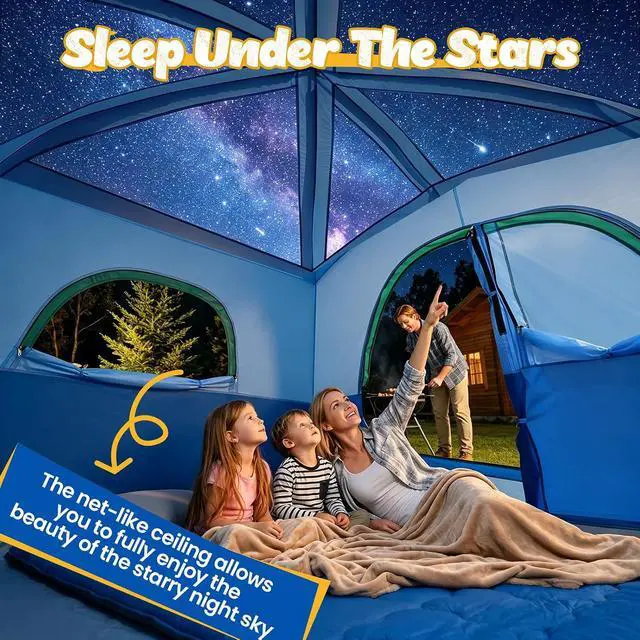 Alt view image 4 of 7 - WildFinder Camping Tent 6 Person, Family Tent with Rainfly | Double Layer,Waterproof & Windproof, Portable Easy Setup Tents for Camping, Suitable for Camping & Hiking