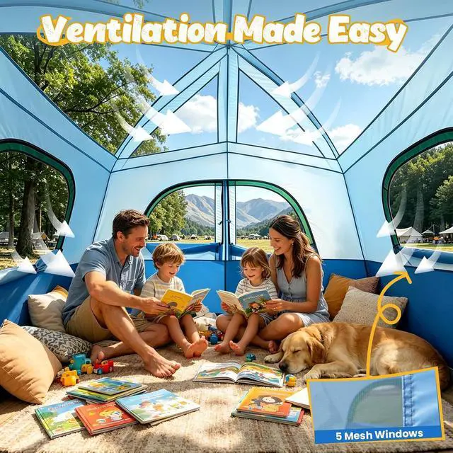 Alt view image 6 of 7 - WildFinder Camping Tent 6 Person, Family Tent with Rainfly | Double Layer,Waterproof & Windproof, Portable Easy Setup Tents for Camping, Suitable for Camping & Hiking