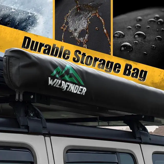 Alt view image 3 of 7 - Wildfinder 270 Awning Driver Side Freestanding, Waterproof UV50+ SUV Van | Car Awning 65 Sq Ft, Adjustable Height 4 Ft to 7 Ft, Built-in LED Strip, Truck Awning with Durable Storage Bag