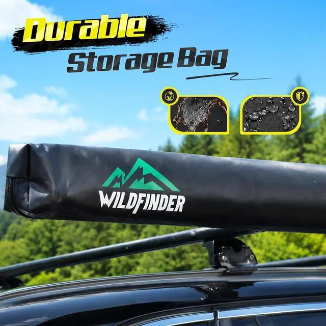 Alt view image 4 of 7 - WildFinder Retractable Car Awning 8.2x6.6ft, Waterproof Sun Shade for SUV | Truck Awning 54 Sq Ft, Adjustable Height 3.6 Ft to 7 Ft, Removable LED Light, Vehicle Awning with Durable Storage Bag