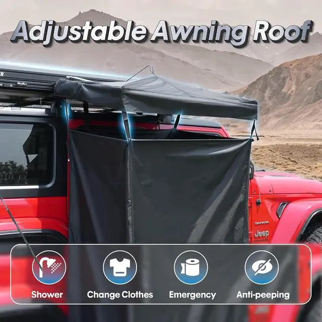 Alt view image 2 of 7 - Wildfinder Vehicle Side Shower Awning w/LED, 3.3x3.3ft Privacy Enclosure | Outside Shower Enclosure 5,000mm Waterproof UV50+, Durable Oxford Fabric, Camping Shower Tent Easy Set Up in 30s